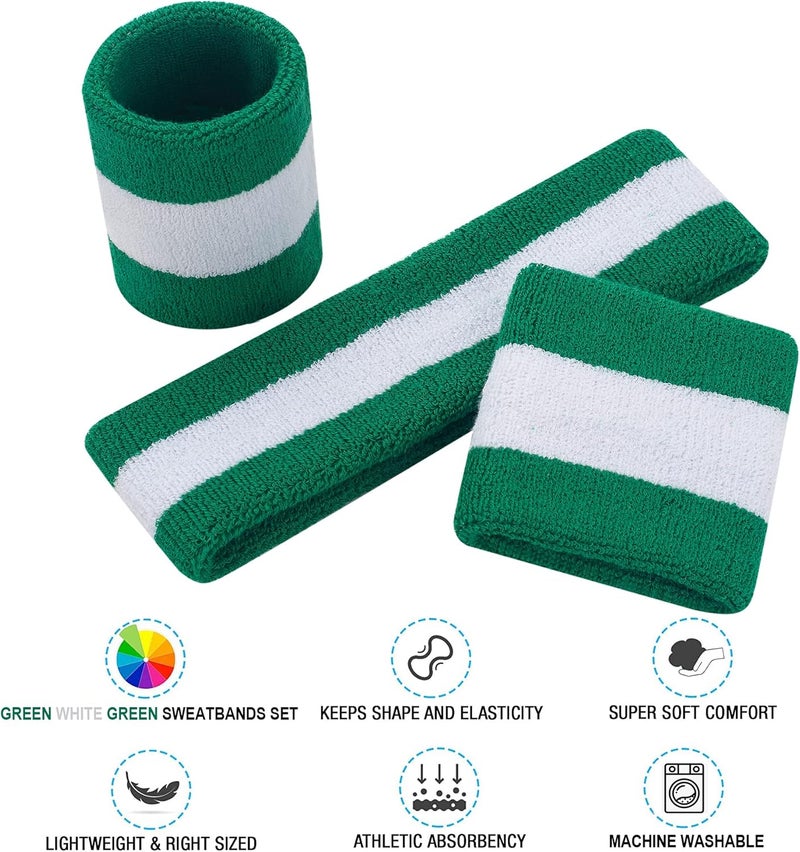 FACATH Sweatbands Headband and Wrist Set, Cotton Sweat Band for Athletic Men and Women, Sweatbands Sports Headbands for Working Out, Running, Basketball, Tennis, Yoga - Image 2